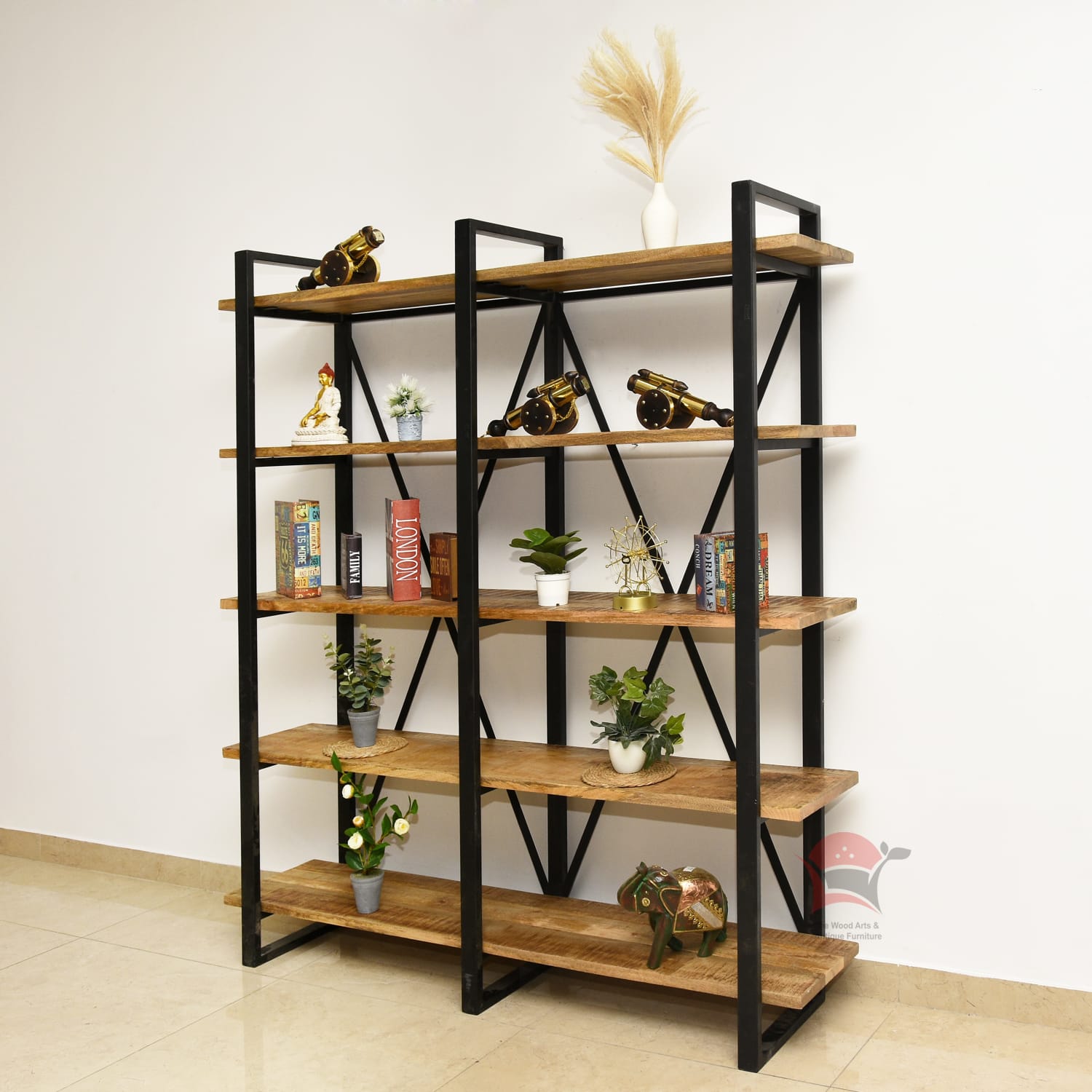 Sturdy Metal Frame Wood Shelf: SMFWS09