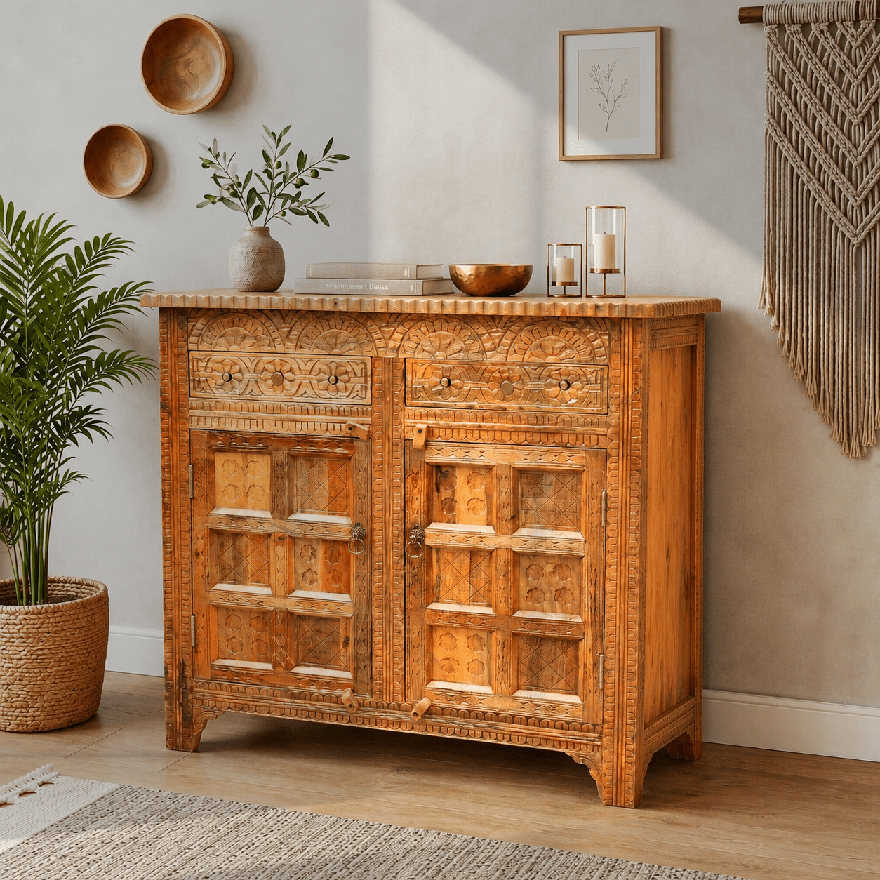Imperial Hand-Carved Wooden Console Cabinet buffet