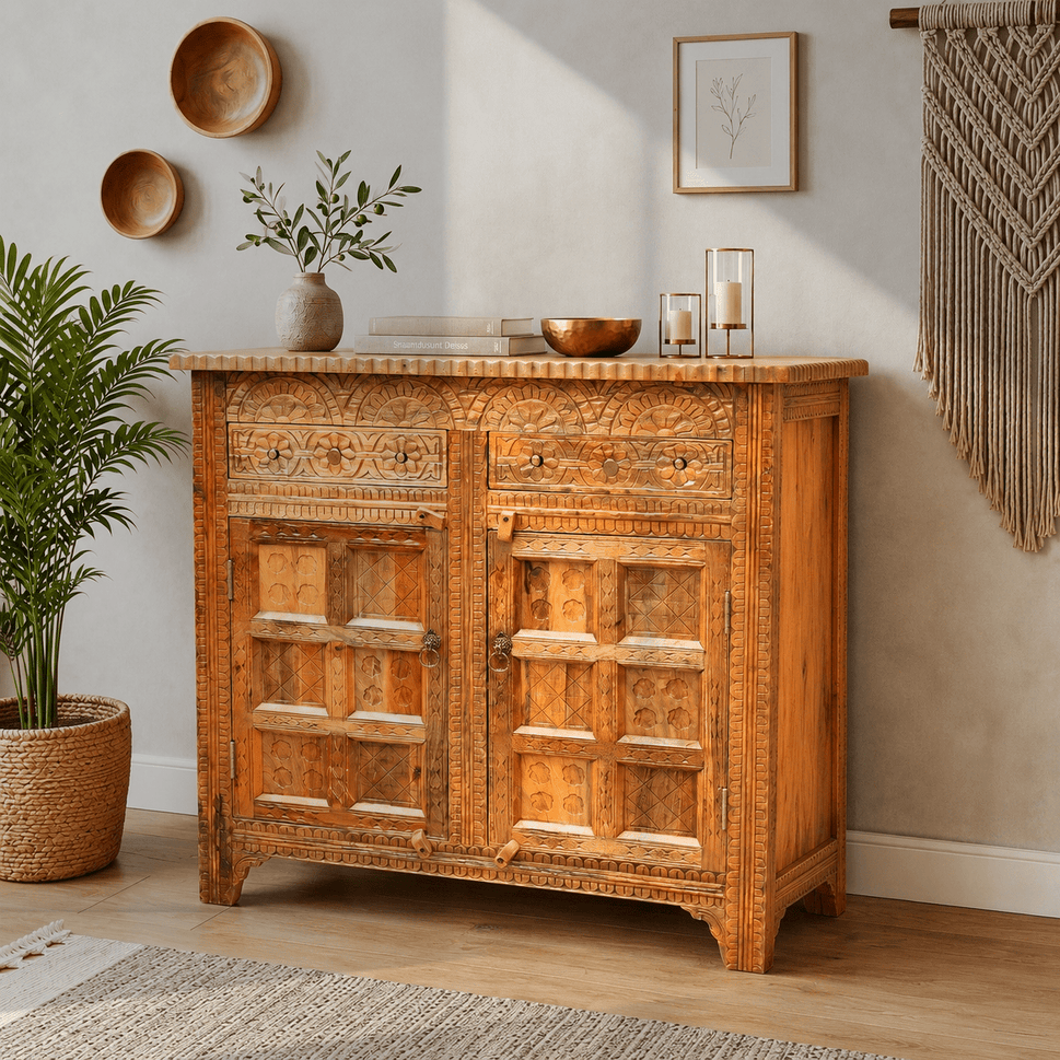 Imperial Hand-Carved Wooden Console Cabinet buffet