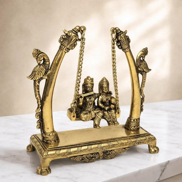 Handcrafted Brass Krishna Jhula & Radha Krishna Idol Dubai | Traditional Indian Spiritual Décor