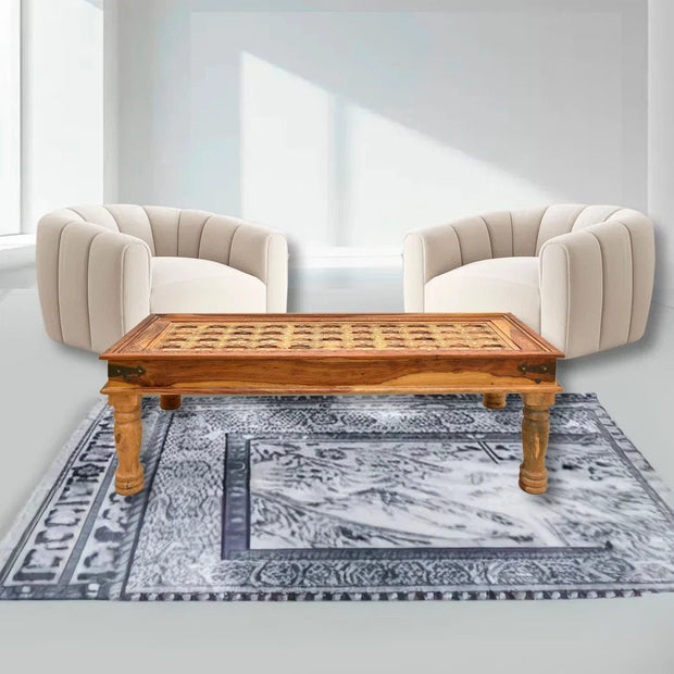 Indian Solid Wood Coffee Table with Hand Carving | UAE