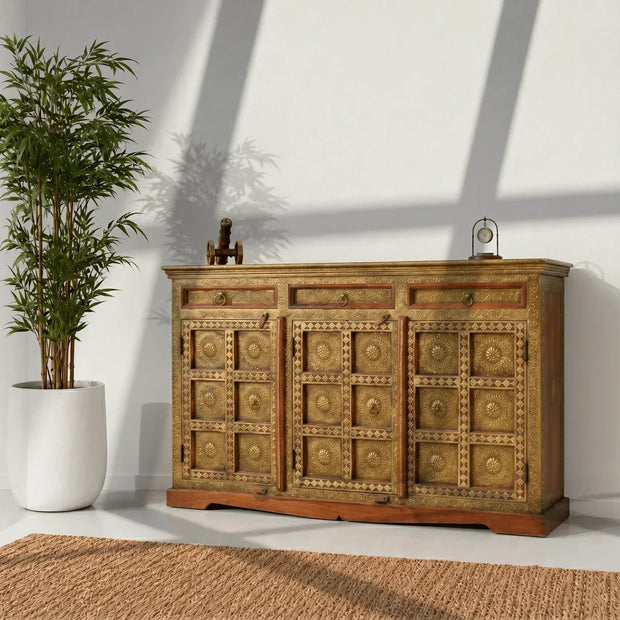 Royal Heritage Brass Inlay Natural Rosewood Sideboard with Storage: Anthem Classic for Your House.