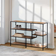 Metal console table with storage shelves