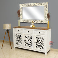 Solid wood sideboard with 3 drawer & 3 door with white finish