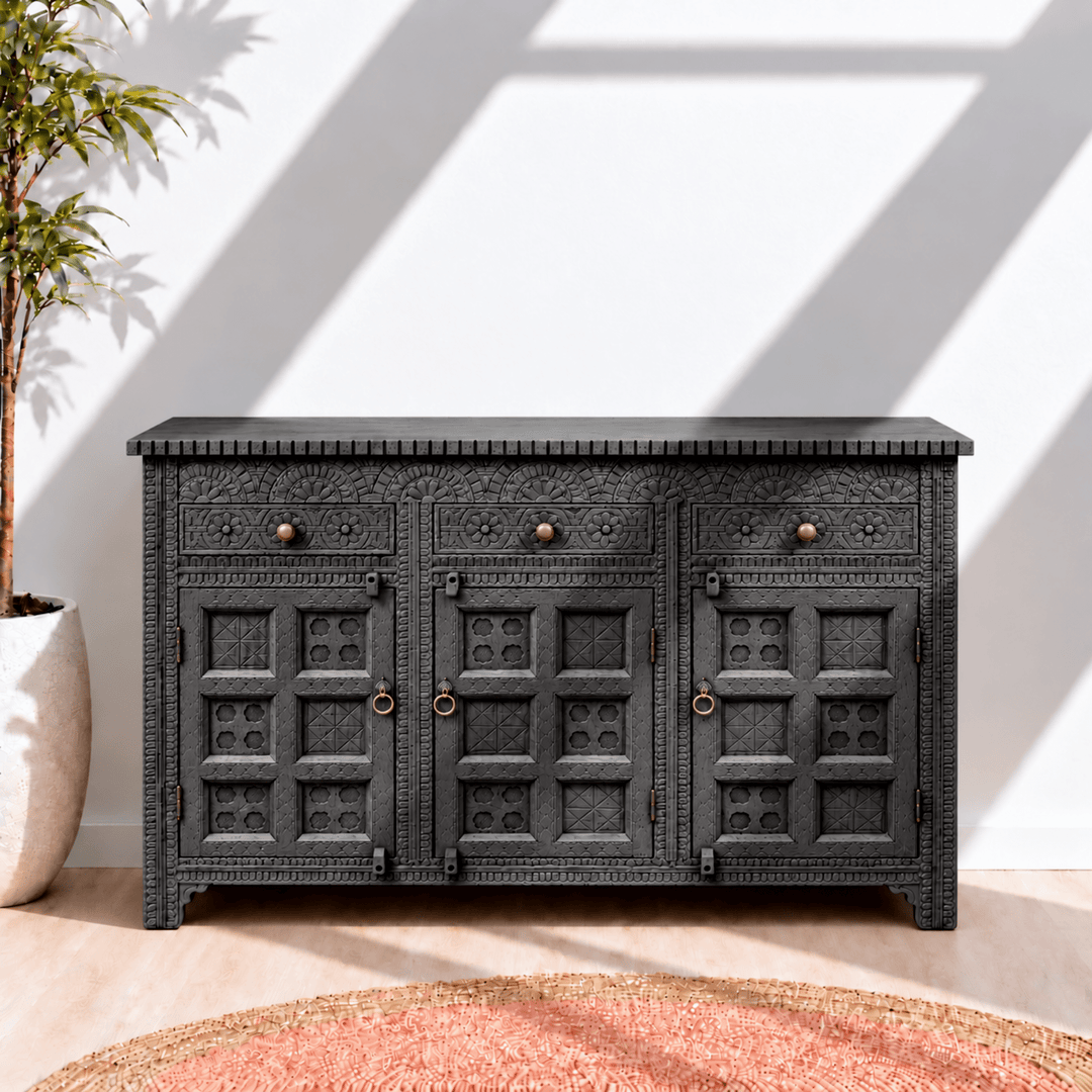 Natural Heritage Carved Hardwood Console buffet table