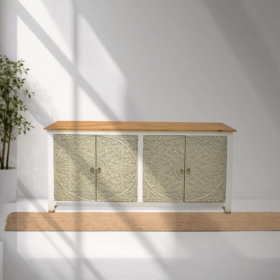 Luxe Boho sideboard cabinet - modern rustic storage console