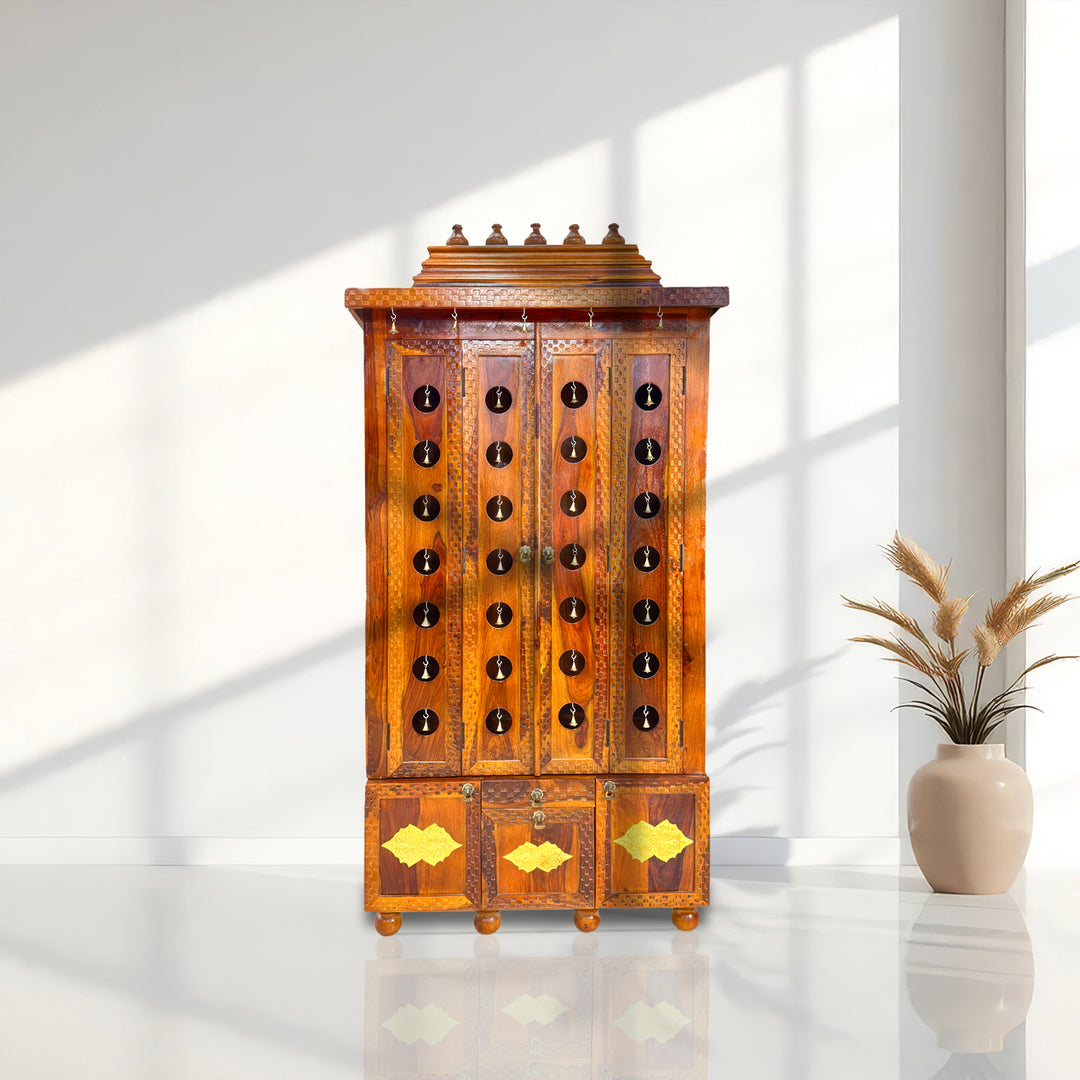 Home pooja Temple with door with 3 drawer