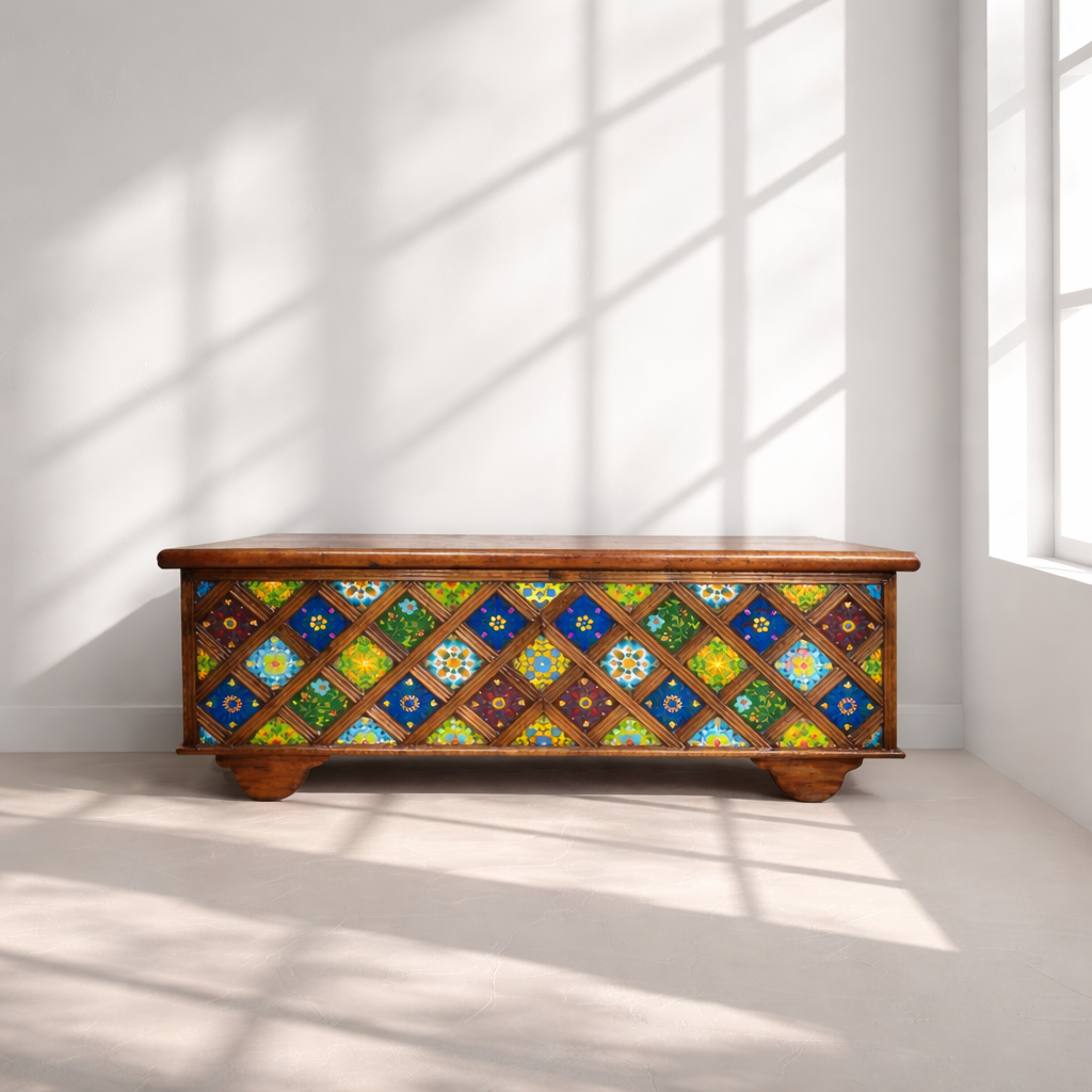 Wooden Storage Trunk Dubai
Antique Mango Wood Storage Box Sharjah
Rustic Brass Fitted Wooden Chest UAE