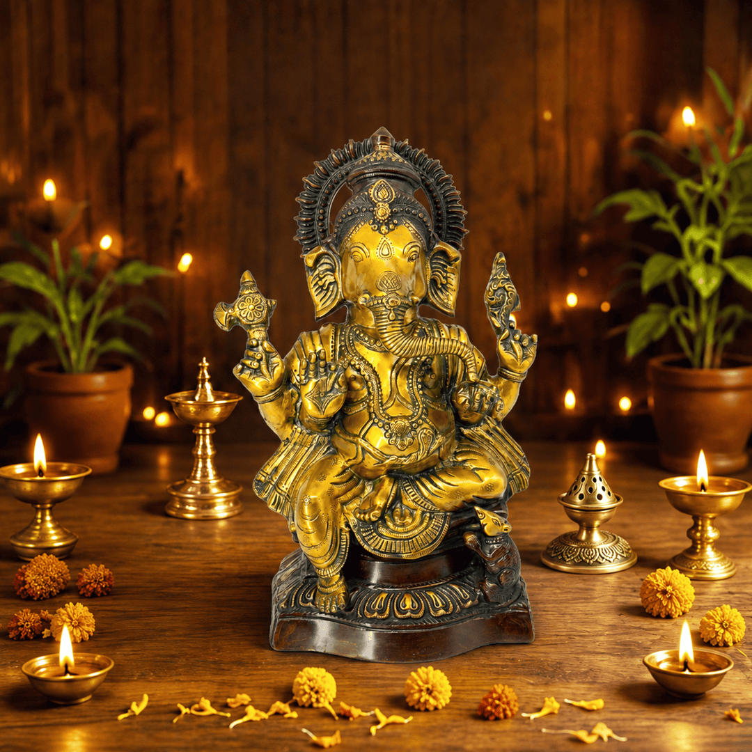 Brass Home Temple Decoration Ganesha Sculpture 18 Inches