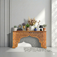 Islamic Arch Wooden Console Table – Elegant Handcrafted Furniture in UAE