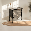 Switch Premium pearl inlay nightstand Dubai, Noir Bloom furniture Abu Dhabi, Bespoke mother of pearl Oman, Bone inlay bedside table,Black &amp; white mother of pearl side table UAE, 3 image