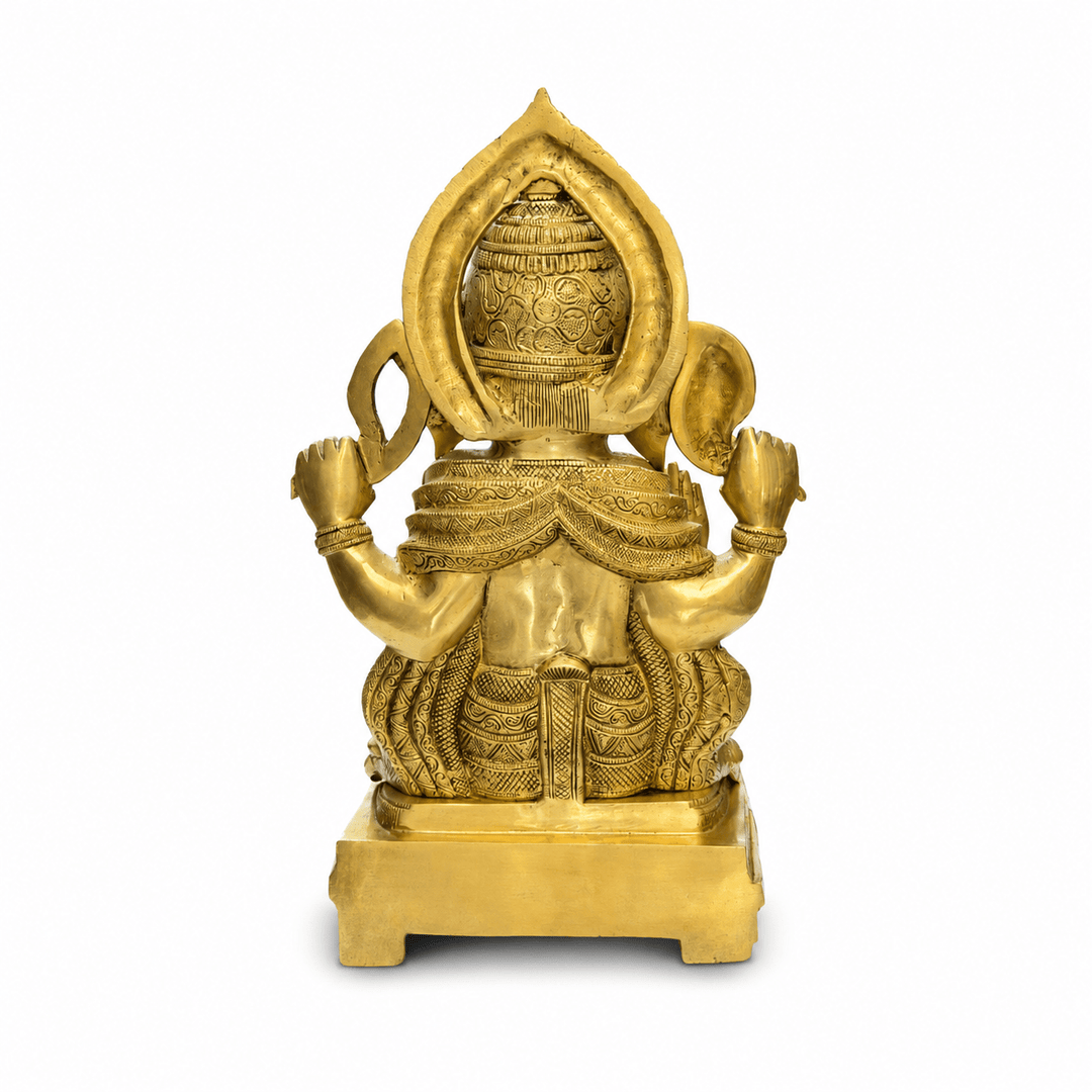 Brass Home Temple Decoration Ganesha Goddess 44 Cm With Hand Engraved