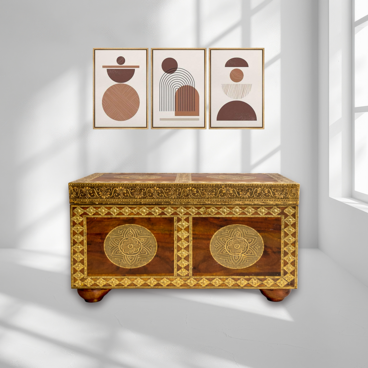 Handcrafted Solid Wood Storage Trunk Oman
Brass Fitted Mango Wood Box Qatar 
Rustic Finish Wooden Storage Chest Bahrain
Indian Handmade Wooden Storage Box UAE