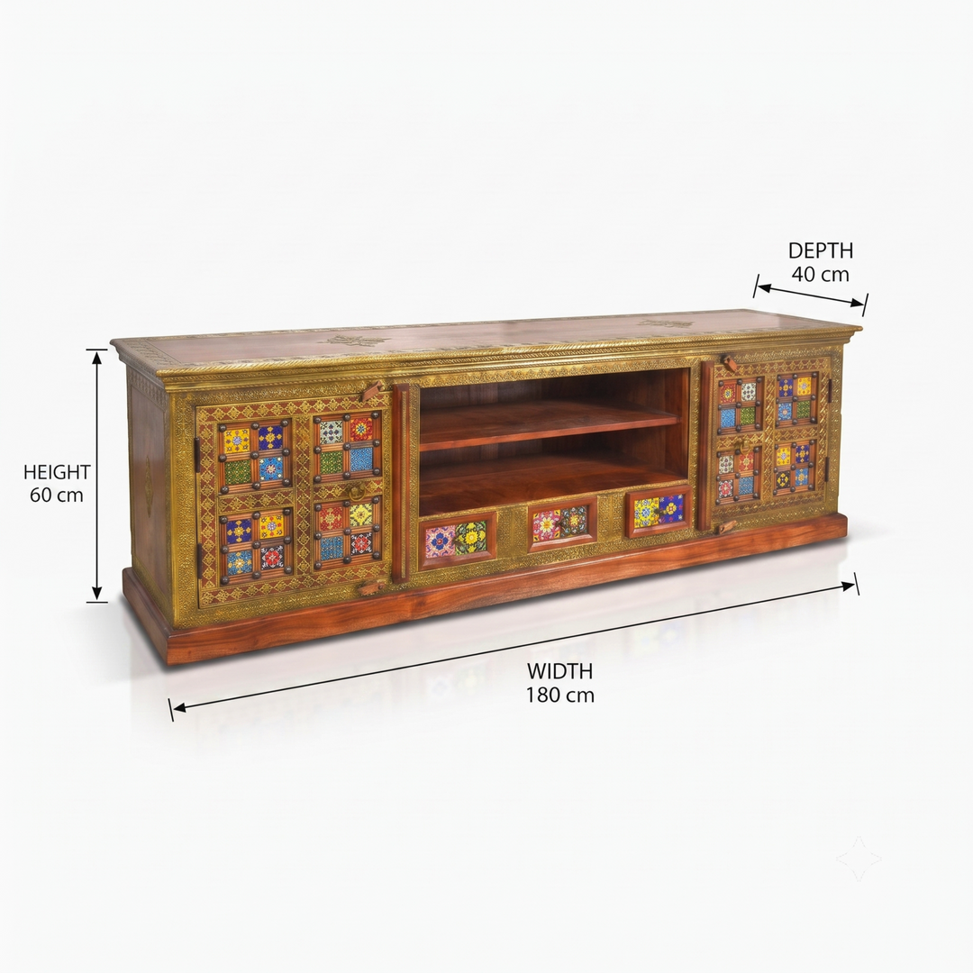 Royal Vintage Solid Sheesham Wood Entertainment Units
