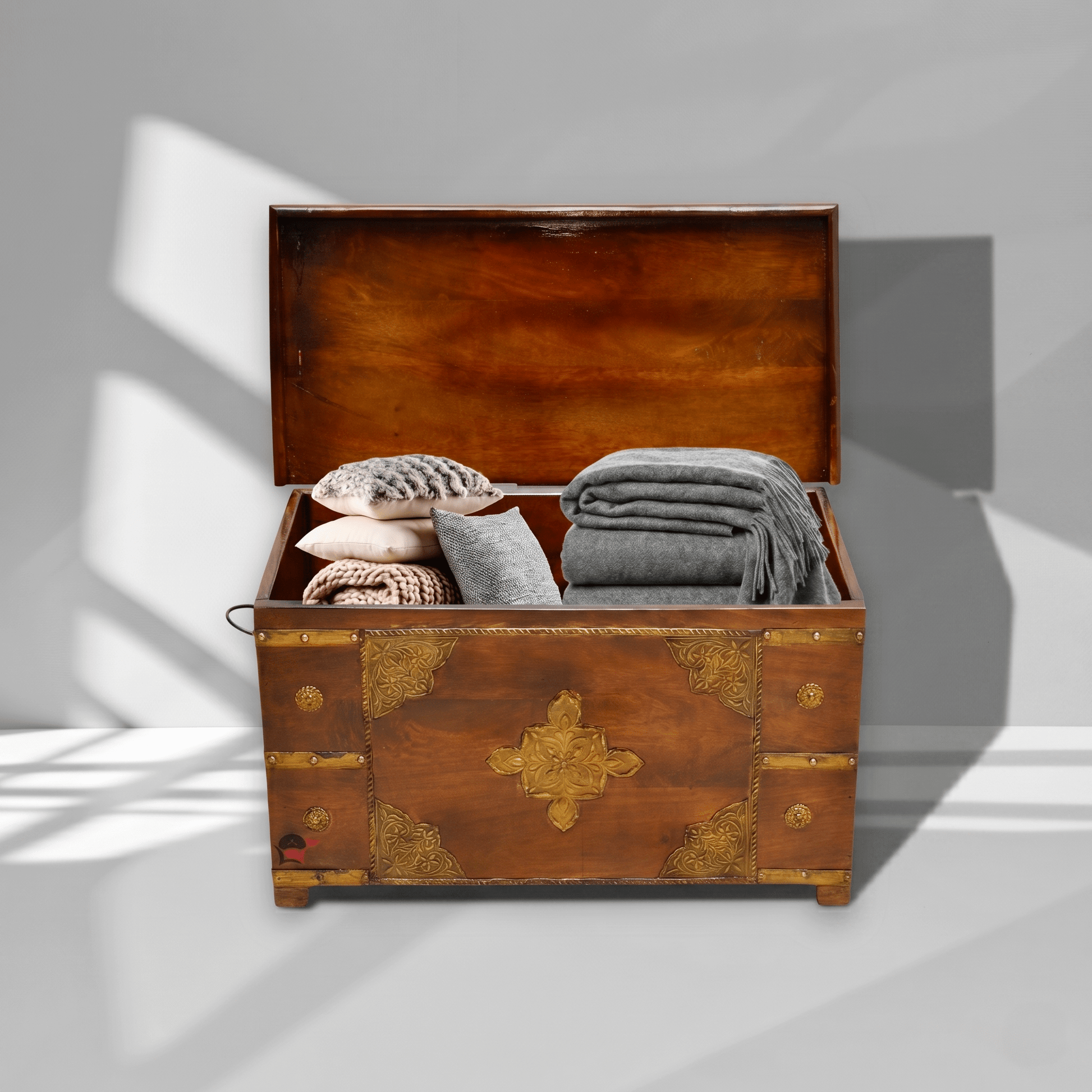 Solid Rosewood Storage Trunk Box with Brass Work | Dubai UAE