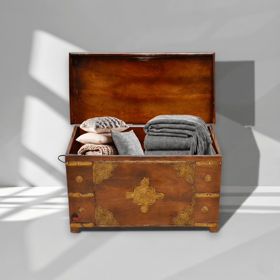 Solid Rosewood Storage Trunk Box with Brass Work | Dubai UAE