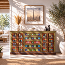 Switch elaurelia solid wood credenza, handmade sheesham wood sideboard, indian rosewood storage side cabinet, solid sheesham wood buffet, brass inlay wooden credenza, ceramic tile inlay sideboard, 1 image