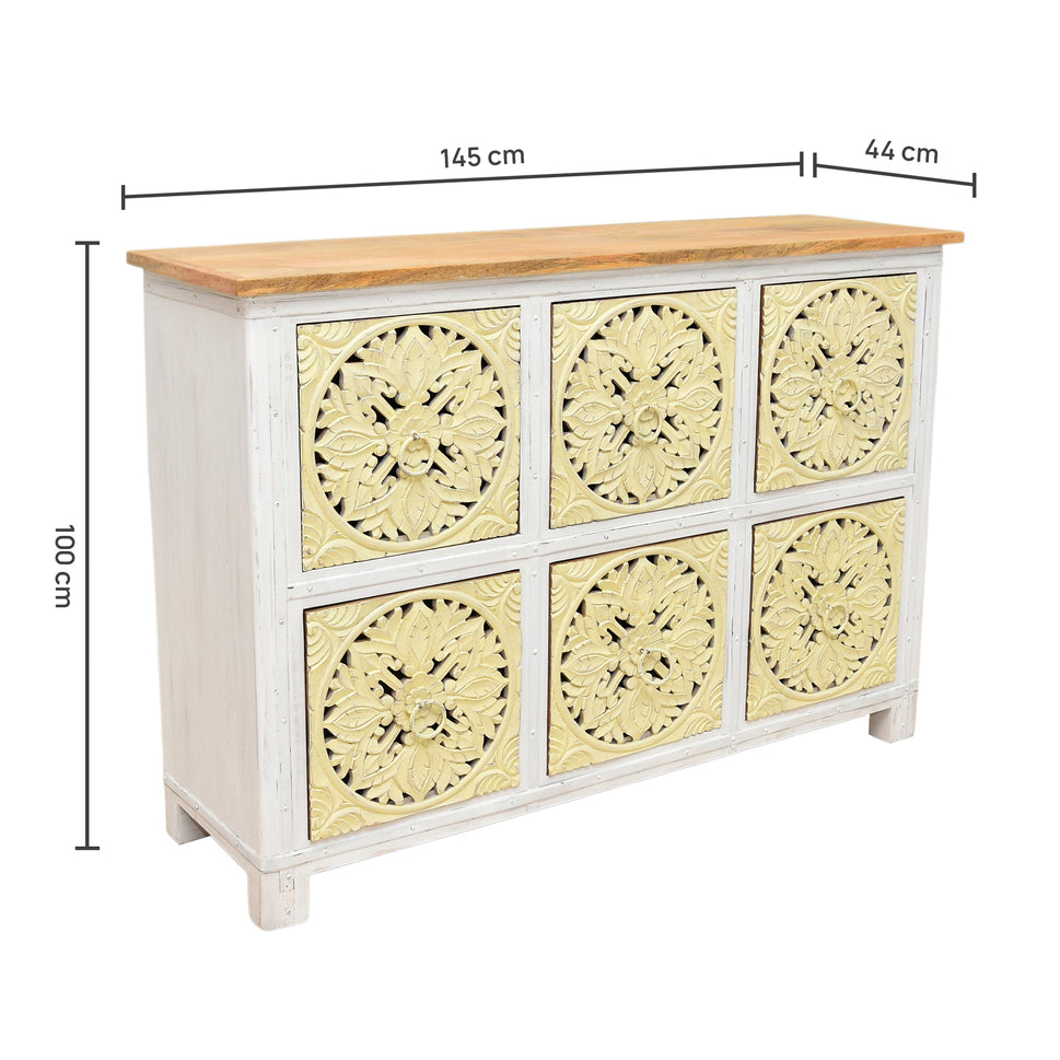 Ivoria Floral Carved Solid Wood Buffet chest of drawers