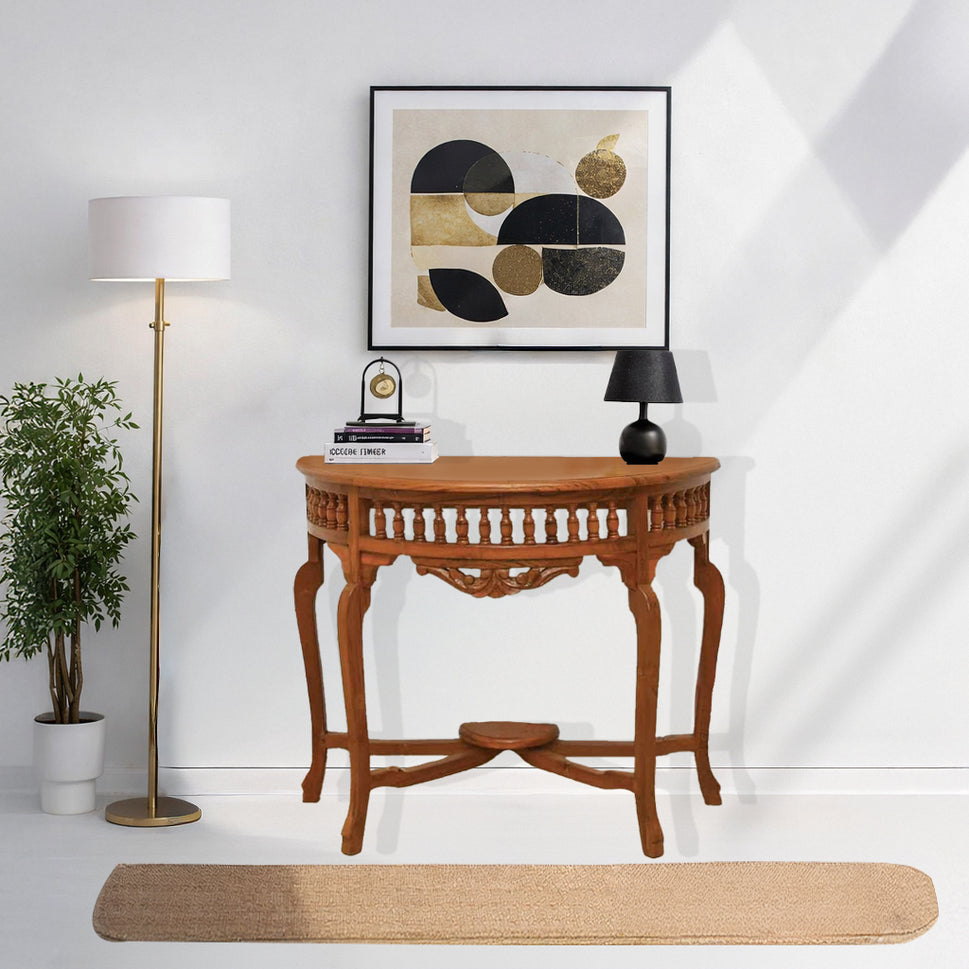 Half Moon Teak Wood Hand Carved Console Table | UAE