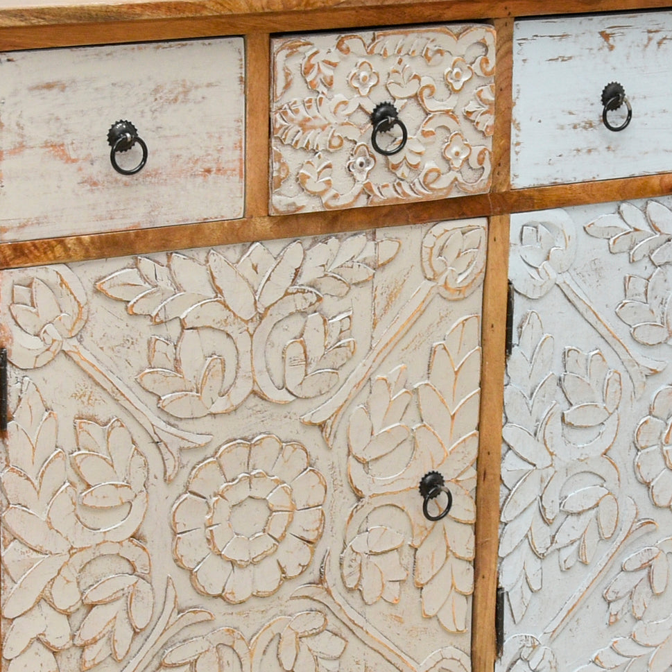 Bella Casa Solid Wood Accent Cabinet with Drawers for storage