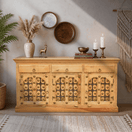 Switch Real Wood Dining Buffet Unit, Stylish Buffet Unit for Villas, Buffet Unit for Hotels &amp; Restaurants, Handmade Indian Solid Wood Buffet, Luxury Credenza Cabinet, Premium Mango Wood Credenza, Solid Wood Credenza Storage Unit,  1 image