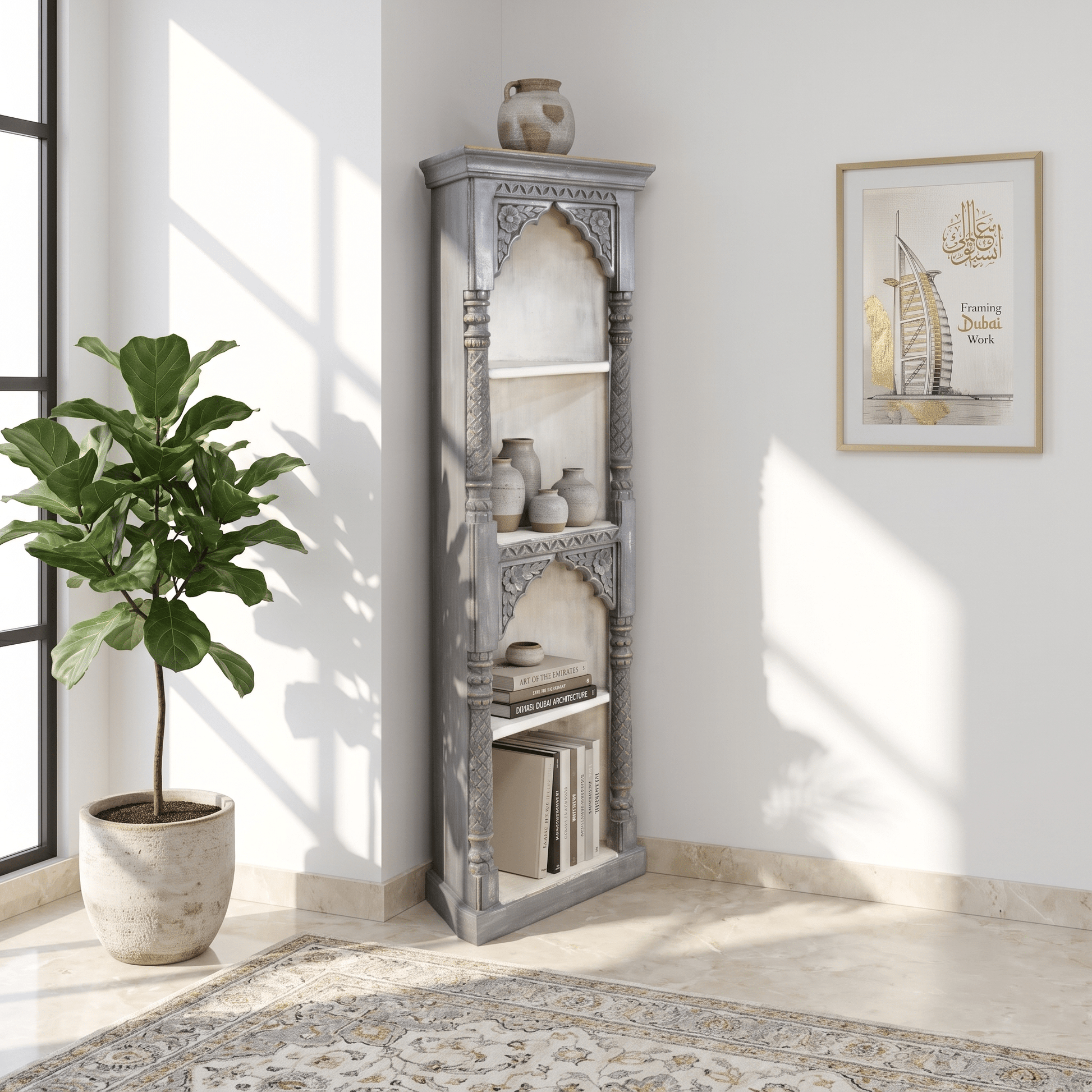 Royal Arch Design Solid Wood Corner Display Stand