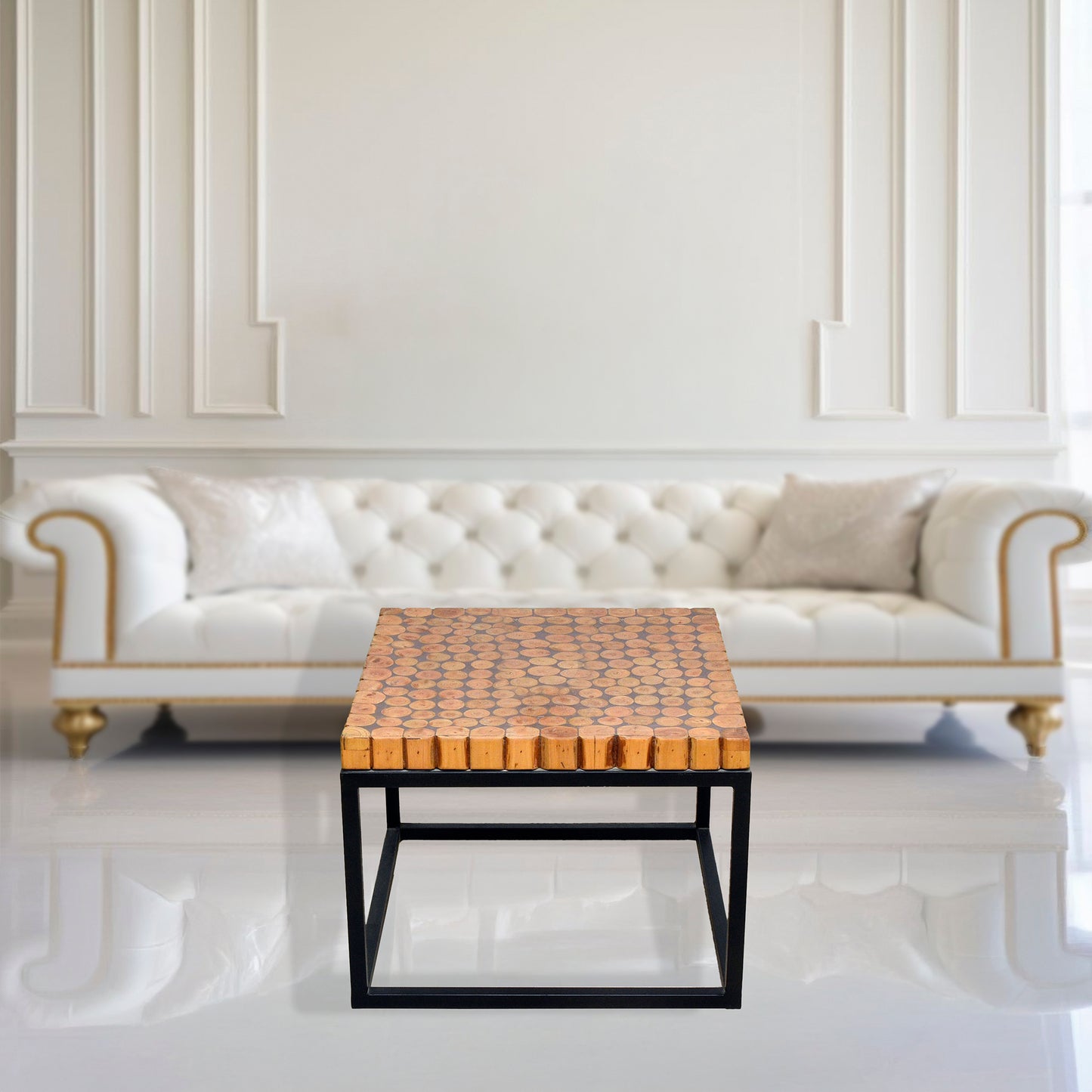 Gloster Maya Coffee Table with Natural Teak Slatted Top