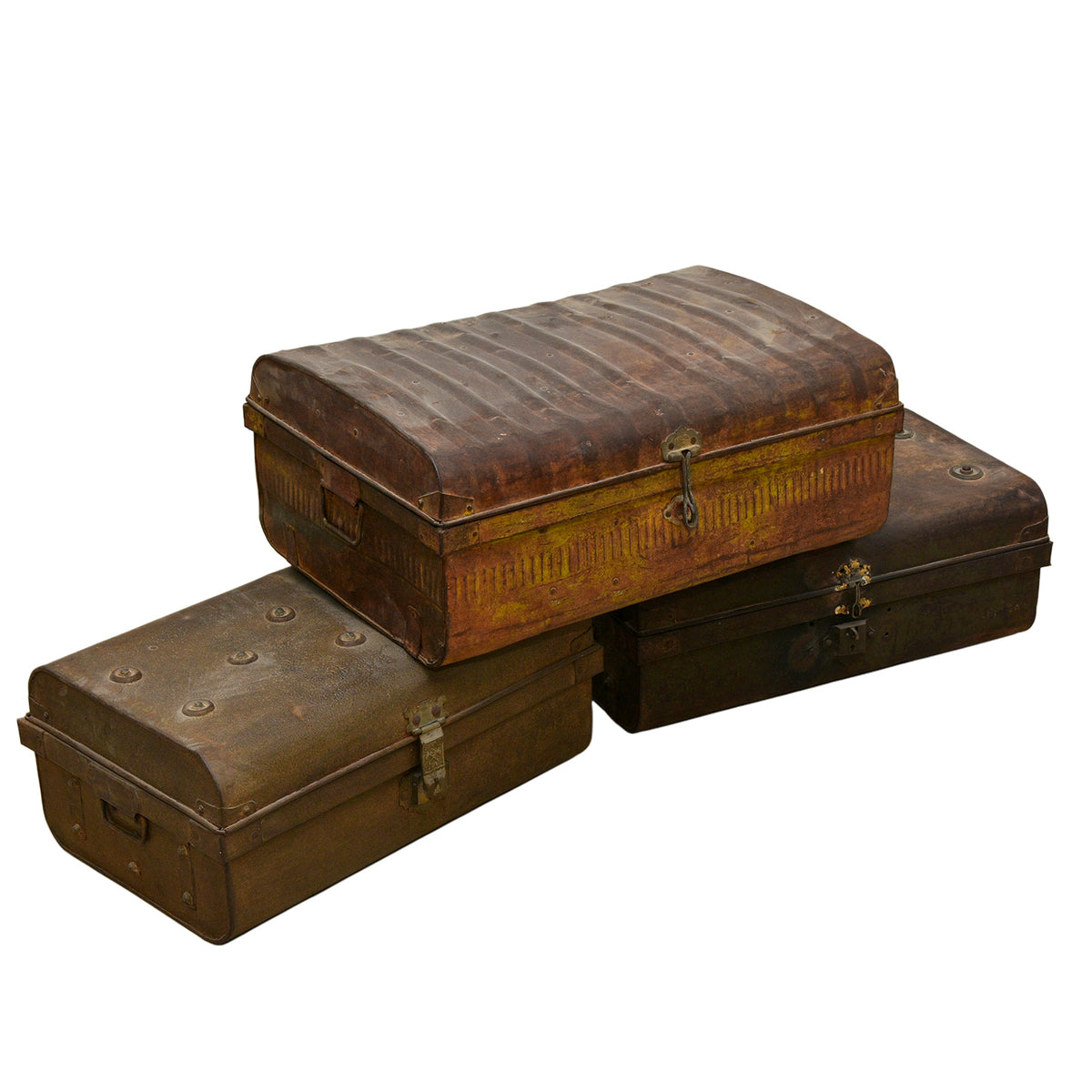 Original Antique Metal Storage Trunk box | Vintage Decor Chest UAE