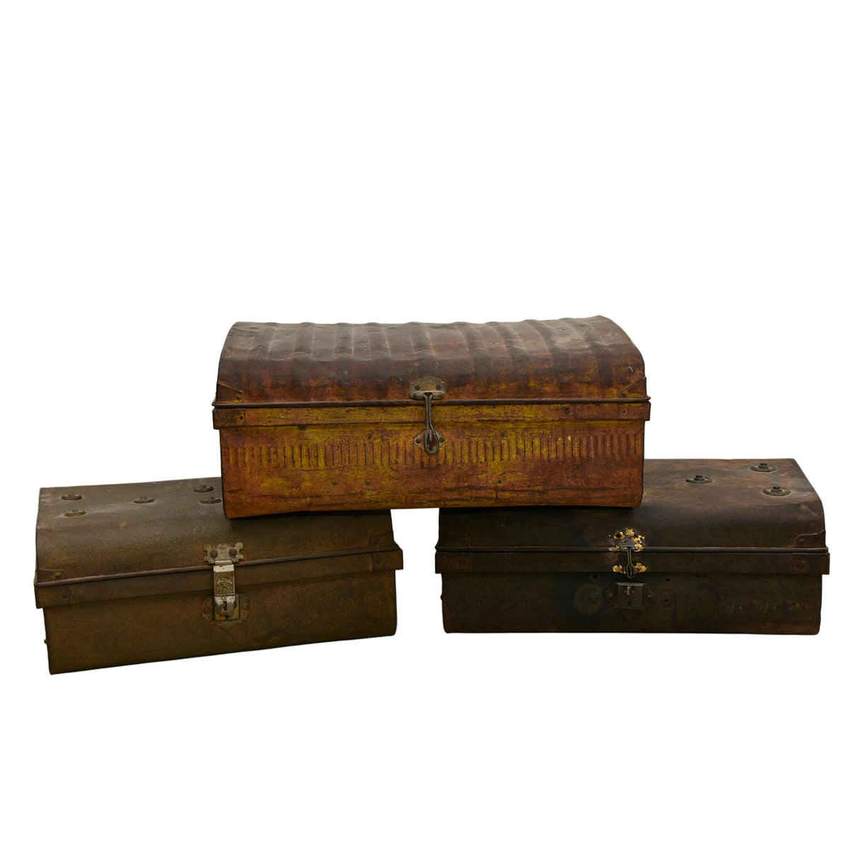 Original Antique Metal Storage Trunk box | Vintage Decor Chest UAE
