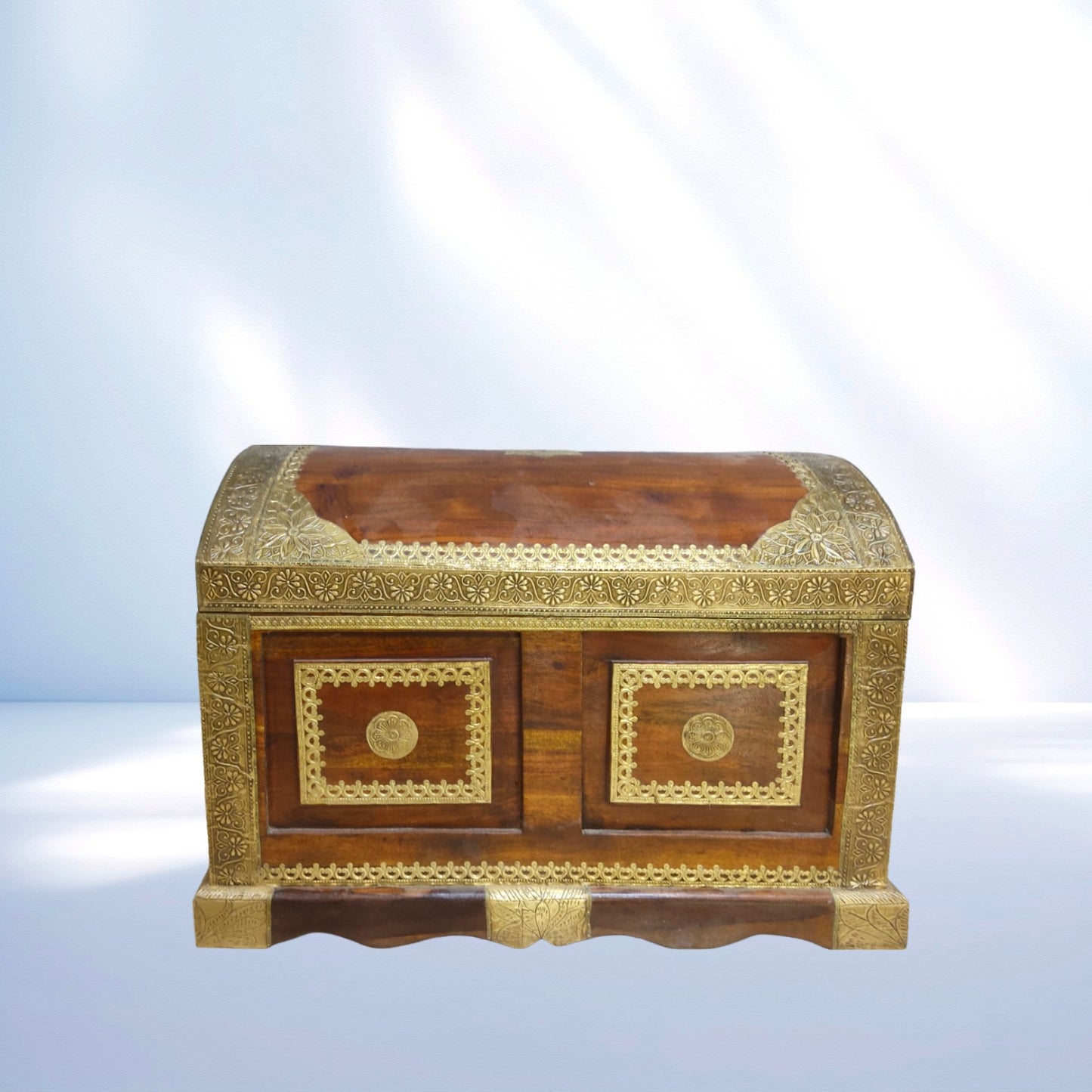 Solid Mango Wood Home Sandook UAE
Luxury Mango Wood Storage Box Oman 
Wooden Brass Sandook For Homes Doha Qatar