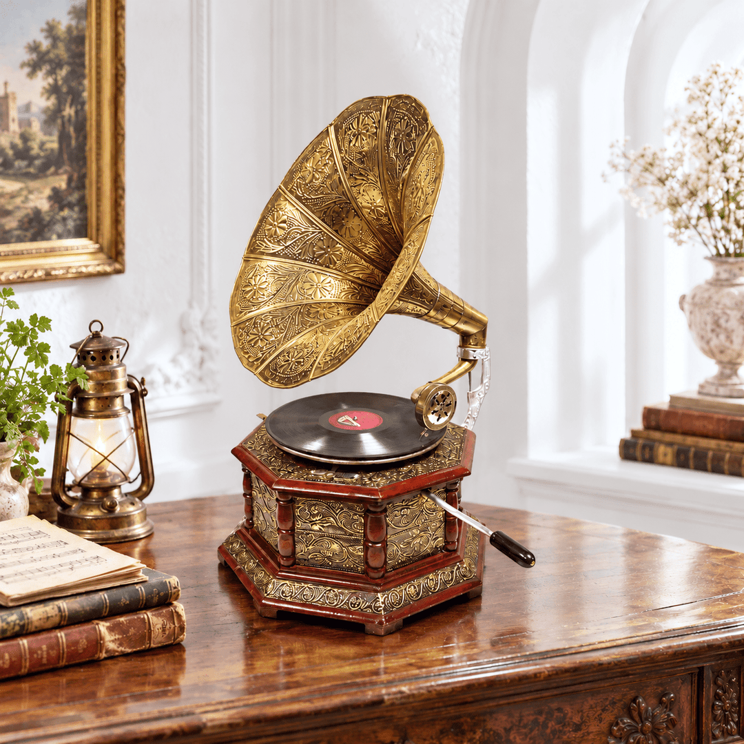 Antique working Gramophone with brass fitted work