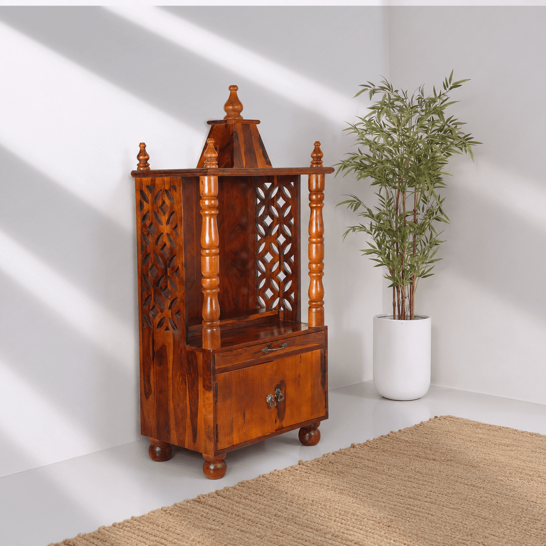 Spiritual Decor natural mango wood Cabinet with wood color finish