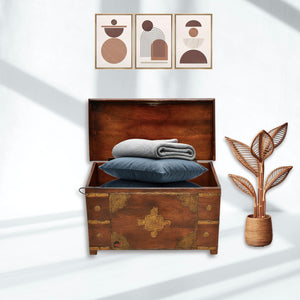 Solid Rosewood Storage Trunk Box with Brass Work | Dubai UAE
