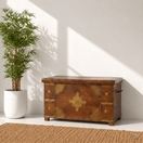 Switch Decorative hand made solid wood chest Muscat Oman,Decorative vintage storage chest ,Brass work storage trunk Umm Al Quwain,Hand made wooden sandook,Storage sandook with brass work, 1 image