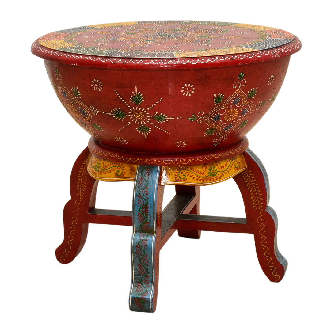 Solid Wood Multi-Purpose Coffee Table & Stool Hand Painted