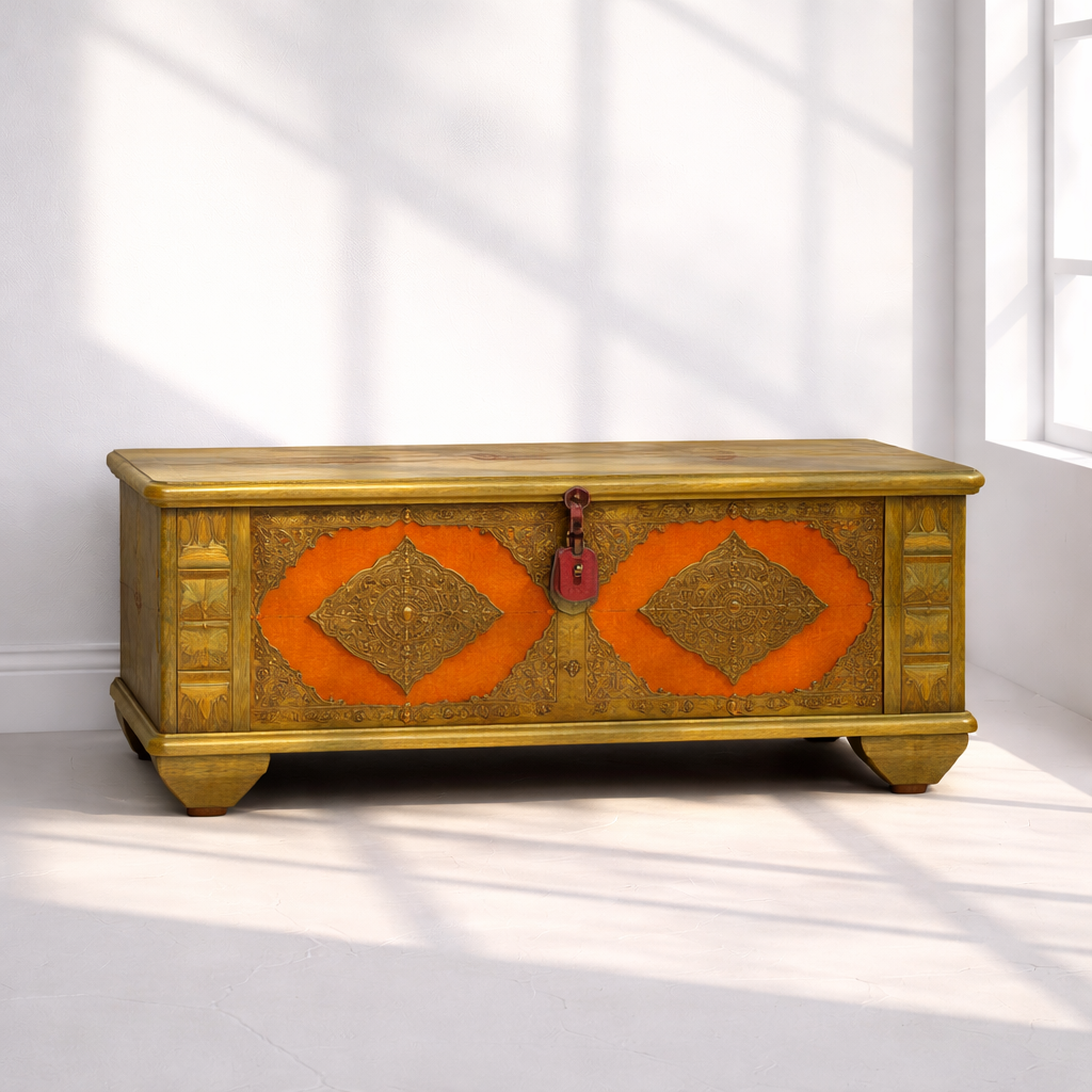 Solid wood storage trunk Dubai
Indian antique sandook 
Premium wooden storage chest 
Rajasthan handcrafted wooden sandook 
