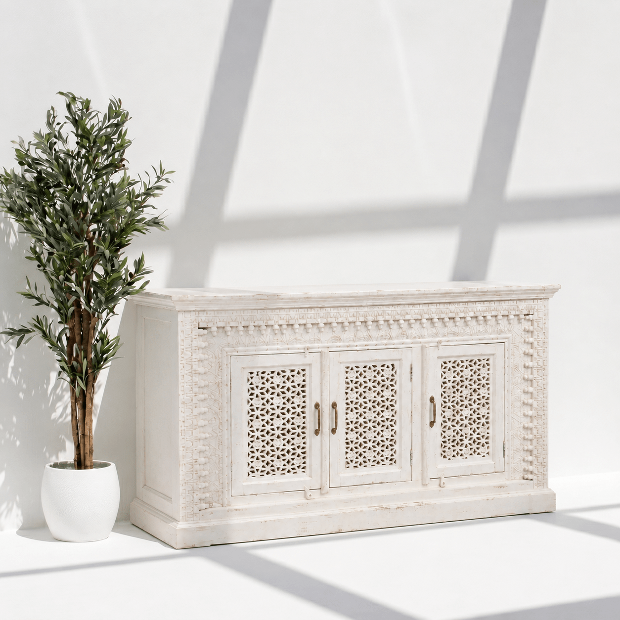 carved wooden sideboard, Wooden storage cabinet UAE, Designer home furniture DUBAI, Antique style white cabinet, DUBAI wooden furniture store, 