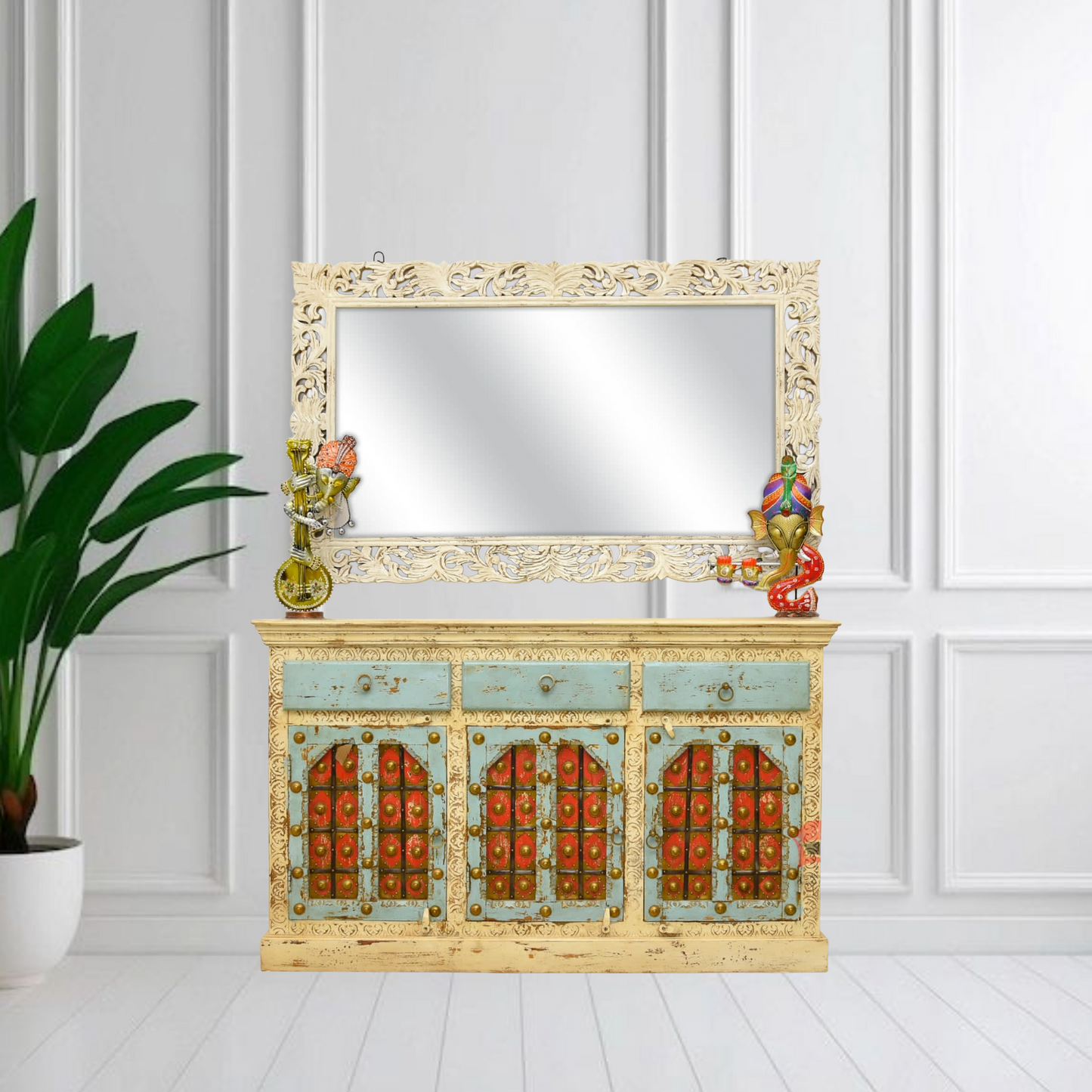 Rustic Blue Wooden Sideboard UAE
Premium Mango Wood Sideboard Design Oman
Three Door Solid Wooden Sideboard Qatar