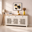 تبديل الصورة Natural Rustic Finish Wooden Sideboard Dubai, Living Room Wooden Buffet UAE, Dining Room Solid Wood Sideboard Oman, 1
