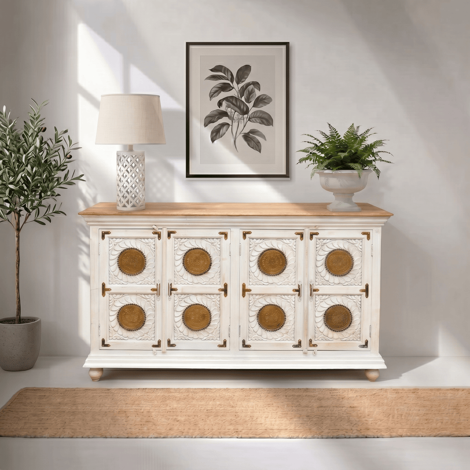 Royal Haven Carved hand made mango wood buffet Cabinet