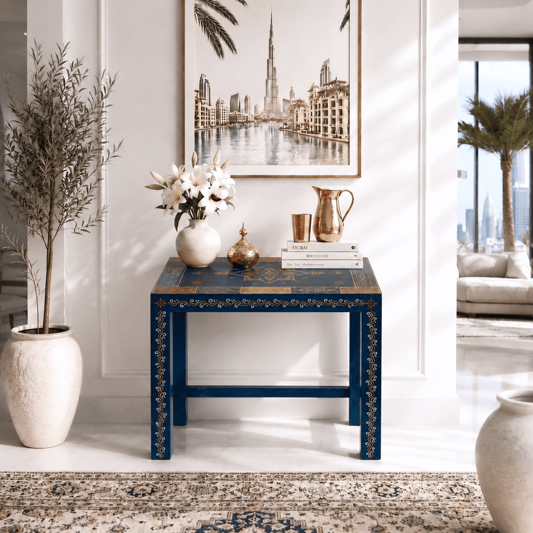 Multicolor blue handcrafted nesting tables set of 3 pieces
