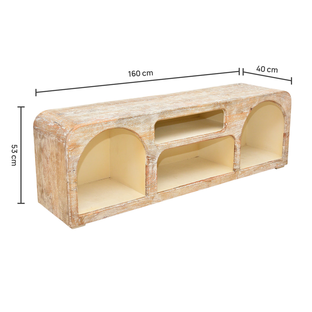The Sierra Natural Wood Media Stand | Open Storage TV Unit UAE