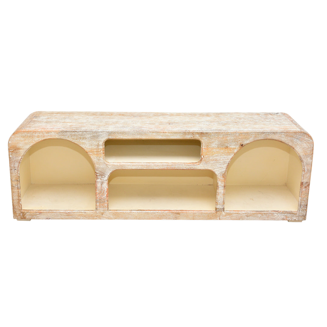The Sierra Natural Wood Media Stand | Open Storage TV Unit UAE
