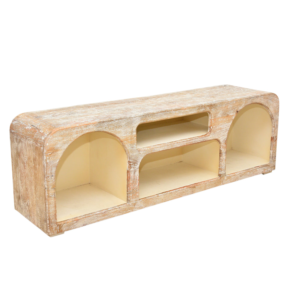 The Sierra Natural Wood Media Stand | Open Storage TV Unit UAE