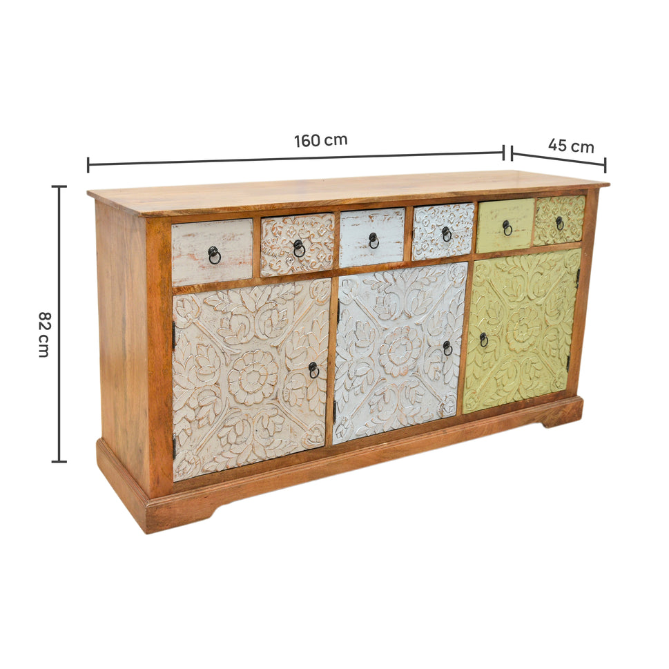 Bella Casa Solid Wood Accent Cabinet with Drawers for storage