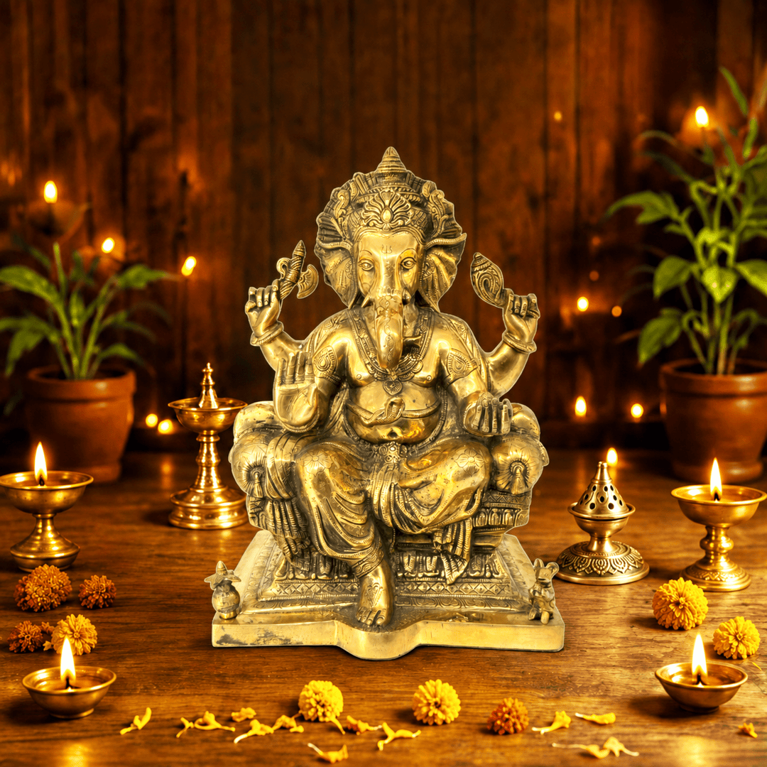 Hindu Traditional Brass Idol For Home Decor Ganpati 18 Inches