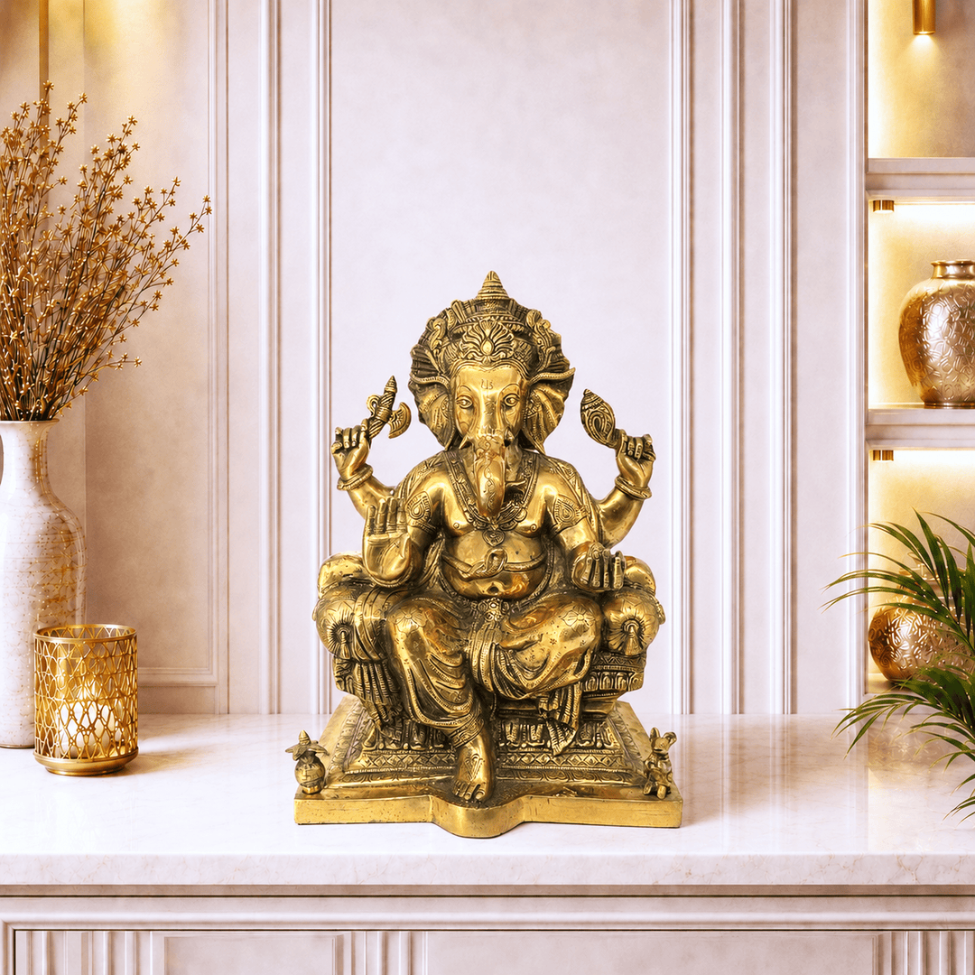 Hindu Traditional Brass Idol For Home Decor Ganpati 18 Inches