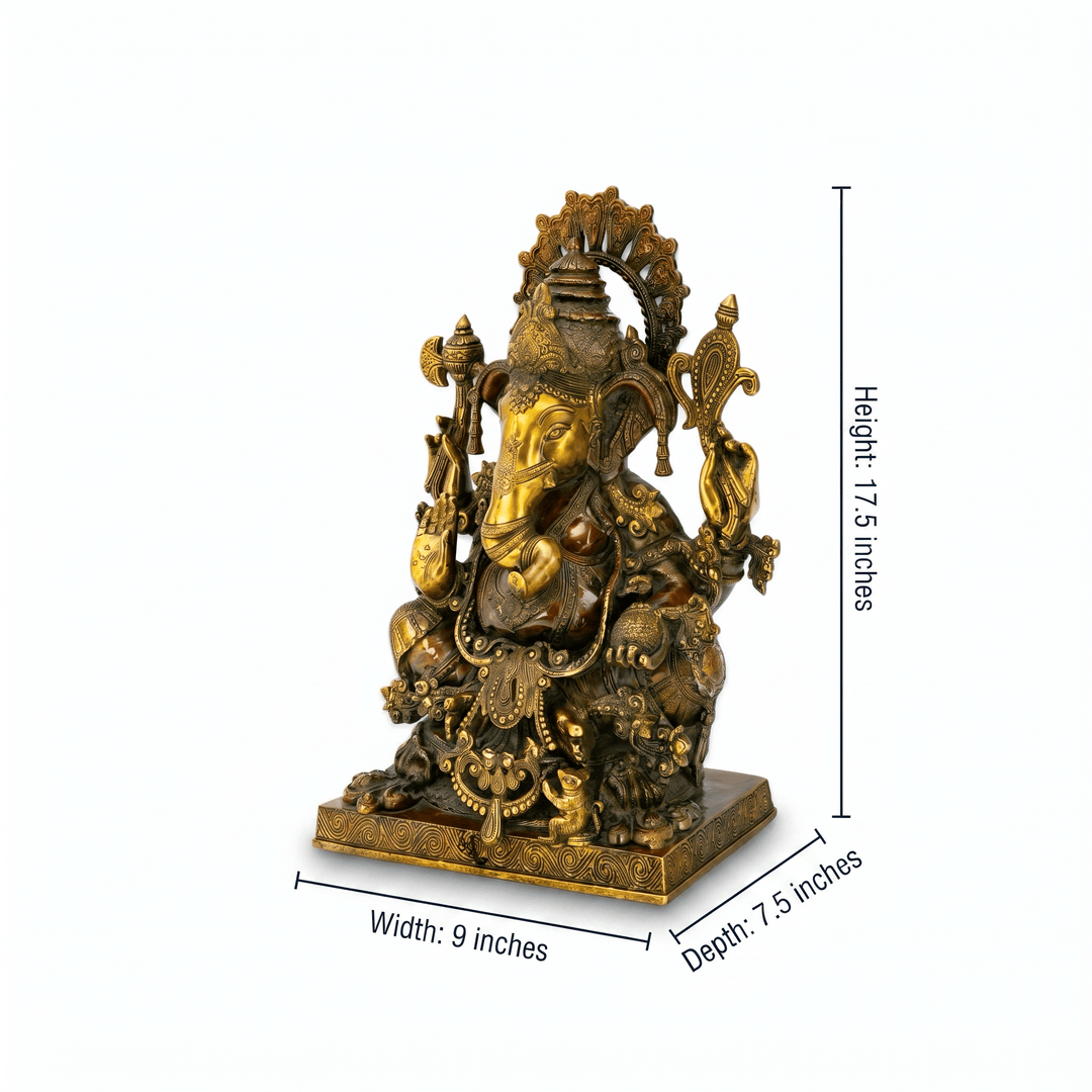 Copper Antique Brass Ganpati Goddess 19 Inches tall