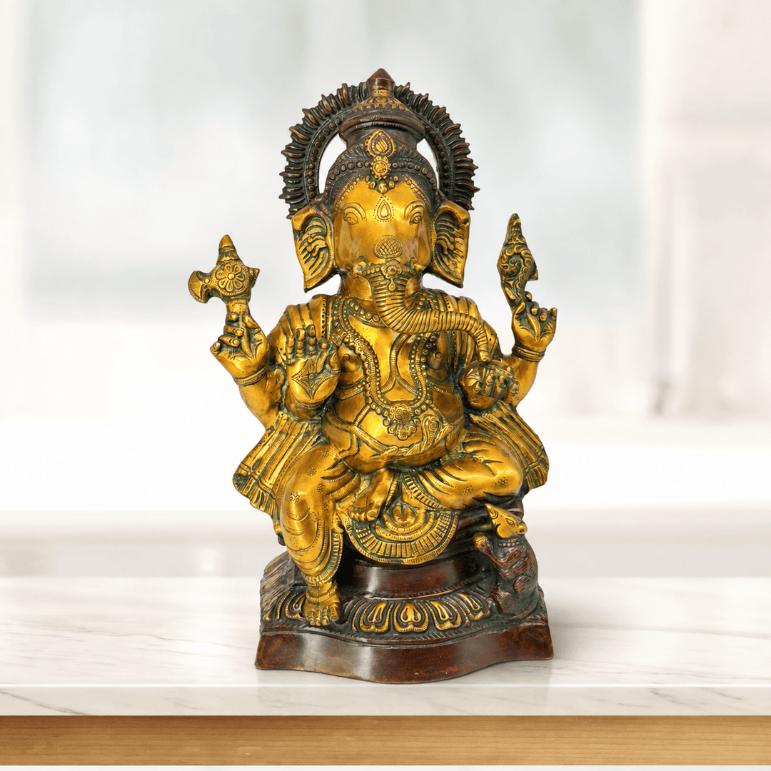 Brass Home Temple Decoration Ganesha Sculpture 18 Inches