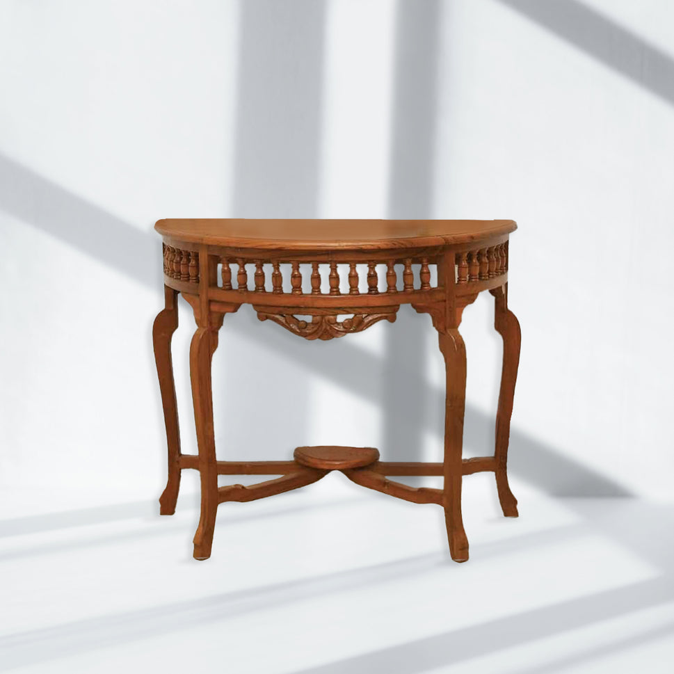 Half Moon Teak Wood Hand Carved Console Table | UAE